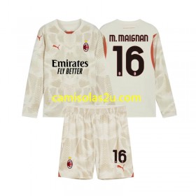 Camisolas de futebol AC Milan Mike Maignan 16 Guarda Redes Criança Equipamento 3ª 2024/25 Manga Comprida